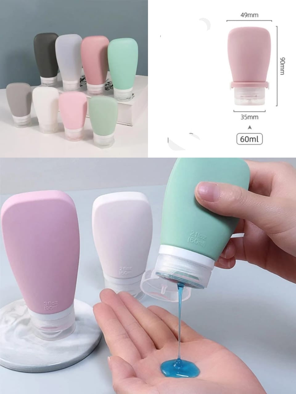 Silicone Refillable Travel Bottle, Portable Leakproof Shampoo Bottle, Container Squeeze Tube Empty Bottle Silicone Refillable Travel Bottle, Portable Leakproof Shampoo Bottle, Container Squeeze Tube Empty Bottle